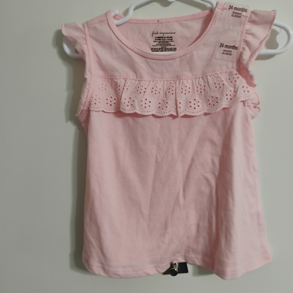 First Impressions Light Pink Eyelet Ruffle Tank Top